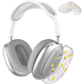 Cover for AirPods Max Headphones, Cute Soft TPU AirPods Max Case, Transparent Cover for Airpods Max, Protective Case for Apple AirPods Max, Yellow Flower