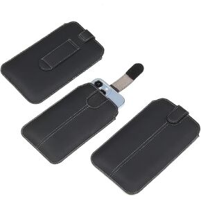 Ultra Slim Faux Leather Cell Phone Sleeve Belt Loop Holster Pouch Case for iPhone 14 13 Pro 13 Mini 12 Pro 12 Mini iPhone X XS iPhone SE Samsung Galaxy A01 S10e S23 S22 S21 FE S20 S10 Note10 (Size M)