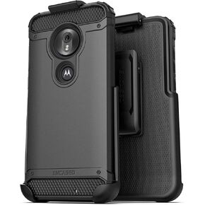 Encased Moto G7 Play Belt Clip Holster Case (2019 Scorpio Armor) Ultra Protective Rugged Grip Cover with Holder (Motorola G7 Play) Black