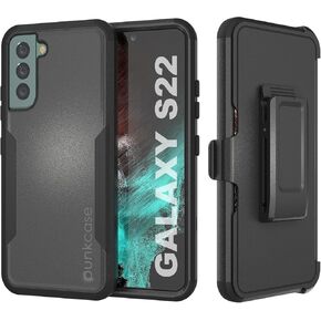Punkcase Galaxy S22 Belt Clip Holster Case [Patron Series] 4-1 Rugged & Protective Multilayer Phone Cover W/Integrated Kickstand for Galaxy S22 5G (6.1") (2022) [Navy]