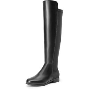 DREAM PAIRS Women's Knee-High Boots Comfortable Flat Low Heel Round Toe Stretchy Suede Slouch Boots with Side Zipper