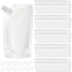 200 عبوة من أكياس المشروبات القابلة لإعادة الاستخدام مع 20 قطعة من القمع، وقوارير بلاستيكية سعة 8 أونصة، وأكياس بلاستيكية مانعة للتسرب للمشروبات للبالغين للسفر والحفلات الموسيقية in Kuwait