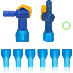 6pcs Bite Valve Replacement Nozzle with 2 Straight & Angled Hose Connector for Camelbak, Mouthpiece Replacement Accessories Includes Tube O-Ring for Hydration Bladder Backpack Water Reservoir