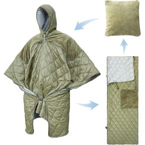 Night Cat Sleeping Bag for Camping - 4 in 1 Poncho for Adults Ultralight Wearable Quilt 3 Seasons Suitable for 1 Person