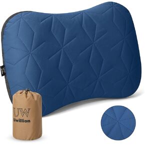 Inflatable Camping Pillow with Removable Cover - Ultralight Inflatable Pillow for Camping Lightweight, Ergonomic and Washable for Camping, Hiking, and Travel Blue