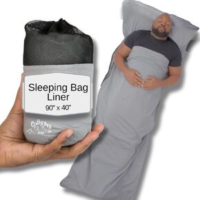 Cotton Sleeping Bag Liner Warm Weather Cold Weather XL Camping Travel, Breathable Cool Silky Sleeping Bag Liner Ultralight, Lightweight Sleep Sack, Travel Sheets, Adult Sleep Sack with Pillow Pocket