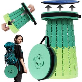 Upgraded XXL Collapsible Stool with Cushion,19.7"H-11.8"D,Portable Stools for Adults,More Sturdy Folding Chair with Load Capacity 1000lbs,Retractable Camping Stool for Outdoor,Hiking,Travel
