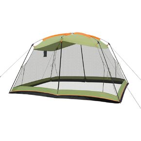 Screen House 13x9 FT 4 Mesh Walls Canopy Tent Camping Gazebo Shelter for 6-8 People Outdoor Party Activities, Khaki