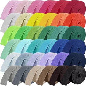 36 Rolls Heavy Cotton Webbing 118.8 Yard 36 Color Mixed Polyester Cotton Webbing Strap Tote Bags Leash Straps for Making Bag Handles, Cloth Belt, Crafts Outdoor Accessories Supplies in Kuwait