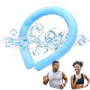 أنبوب تبريد الرقبة، طوق ثلج قابل لإعادة الاستخدام للطقس الحار، لفافة ثلج للرقبة، حلقة ثلج، مبردات للرقبة لتخفيف حرارة الصيف، ومضات ساخنة، رياضة، أنشطة خارجية، Anillo de Hielo (أزرق)