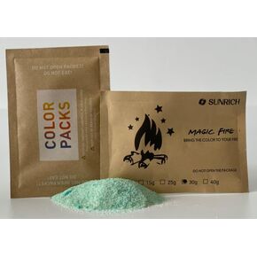 Multi Color Flames, Fire Pit, Outdoor Fireplaces, Multicolor Flames, Spectacular Flames - Camping Essentials for Kids & Adults(20bags of 30grams Each Included), Light Green