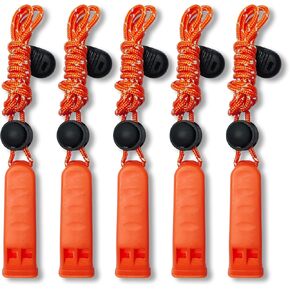 Emergency Whistle, Safety Whistle Survival Shrill Loud for Camping Hiking Hunting Boating Fishing Life Vest Jacket Rescue Signaling Kids Lifeguard 5 Pack