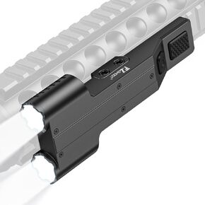 EZshoot 2000 Lumen Dual LED Rifle Light مع USB قابل لإعادة الشحن، مصباح يدوي بندقية متوافق مع السكك الحديدية Picatinny، مصباح يدوي تكتيكي قابل لإعادة الشحن للبندقية مع وضع ستروب