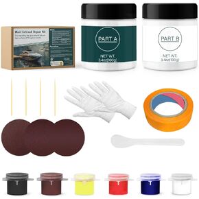 Gel Coat Repair Kit for Boats (Color Match), Marine Fiberglass Repair Kit for Boats, Epoxy Filler for Fiberglass Boats Fix Holes, Pits, Deep Cracks, Chip Fix