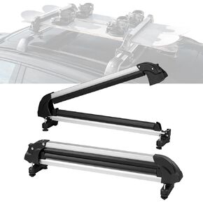 VEVOR Ski and Snowboard Roof Rack, 31.7-Inch Universal Ski Rack for Car Roof Fit Most Crossbars, Carry up to 6 Pairs of Skis or 4 Snowboards, Aluminum Snowboard Ski Rack with Lock & Rubber Padding