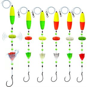 6Pcs Catfish Fishing Rigs Ready Kit，2 in 1 rotating rattles/Double Rattles Beads, Float Rigs Tackle Santee Rig Peg Catfish，Free adjustment in freshwter and saltwater