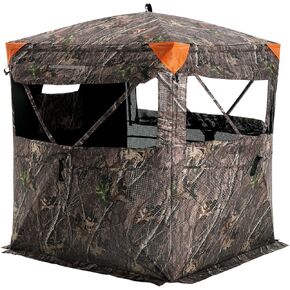 VEVOR Hunting Blind, 270° See Through Ground Blind, 1-2 Person Pop Up Deer Blind for Hunting with Carrying Bag, Portable Resilient Hunting Tent, One-Way See-Through Mesh for Turkey and Deer Hunting