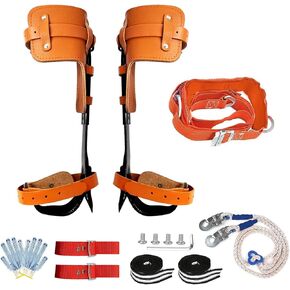 Tree Climbing Spikes for Tree Work Aluminum Tree Spurs with Strenthen Leather Safety Belt, Tree Climbing Evoke for Tall Pines with Durable Tree Gaffs Climbing Spurs with Stabilize Foot Lines