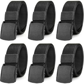 6 Pack Nylon Military Tactical Belt for Men/Women Webbing Canvas Work Belts with Plastic Buckle