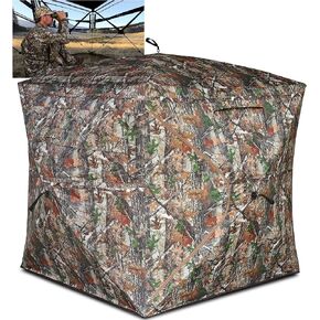 Hunting Blind, 270 Degree See-Through Ground Blind 2-3 Person, Pop-Up & Portable Durable Hunting Blind with Carry Bag, for Deer & Turkey Hunting