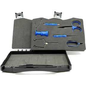 Basic Fly Tying Tool Kit, Includes Scissors, Bobbin, Bodkin, Whip Finisher, Hackle Plier, Hair Stacker, Heavy-Duty Travel Case