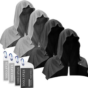 3 Pack Cooling Hoodie Towels for Neck and Face, UPF 50 Sun Protection & Instant Cooling, Ice Towels for Hot Weather, Soft Breathable Towel for Sport, Work Out, Gym, Camping & More Activities