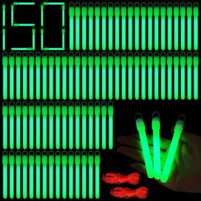 150 Pcs Green Glow Sticks Bulk 4 Inch Emergency Bright Light Sticks with Lanyard Fishing Glow Sticks 12 Hours Duration Camping Glow Sticks for Rave Easter Halloween Christmas New Year Concert Decor
