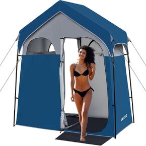 خيمة دش للتخييم من شركة Leader Accessories، خيمة دش محمولة سهلة التركيب مكونة من غرفتين، مقاومة للماء، خيمة تغيير الخصوصية في الهواء الطلق، مثالية للاستحمام، مرحاض محمول، التخييم، ارتداء الملابس، في الهواء الطلق in Kuwait