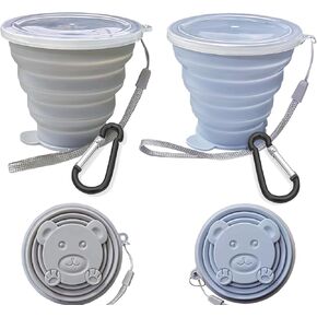 Collapsible Cup-Silicone Small Foldable Cups-Expandable Folding Drinking-Reusable Portable Mugs-Cup with Lids For Travel, Camping, Hiking, Holiday, Outdoor Sports, Indoors