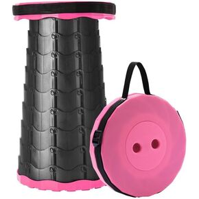 Upgraded Foldable Stool Thickened, Portable Collapsible Stool Retractable Stool for Fishing, Hiking Tours, BBQ, Parties, Outdoor Activities（pink）