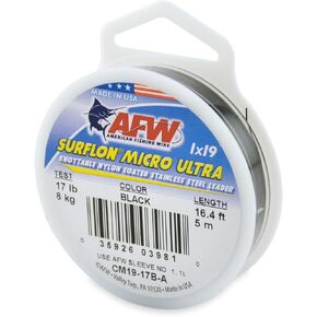 American Fishing Wire Surflon Micro Ultra Nylon Coated 1x19 Stainless Steel Leader Wire - Knottable Fishing Leaders Saltwater & Fly Fishing, 6lb Test - 61lb Test, Bright, Black & Camo Colors
