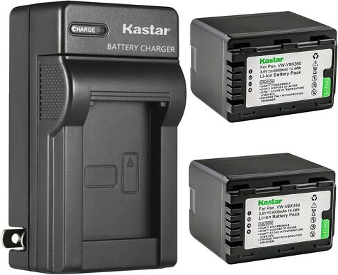 Kastar 2-Pack Battery and AC Wall Charger Replacement for Panasonic HDC-TM55, HDC-TM55K, HDC-TM55P, HDC-TM55PC, HDC-TM60, HDC-TM60P, HDC-TM60PC, HDC-TM70, HDC-TM80, HDC-TM80GK, HDC-TM80K, HDC-TM80P in Kuwait