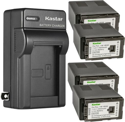 Kastar 4-Pack Battery and AC Wall Charger Replacement for Panasonic VW-VBG6 VW-VBG6GK VW-VBG6-K VW-VBG6PPK, CGA-E625 Battery, Panasonic DE-A38, VSK0631, VSK0698 Charger in Saudi Arabia