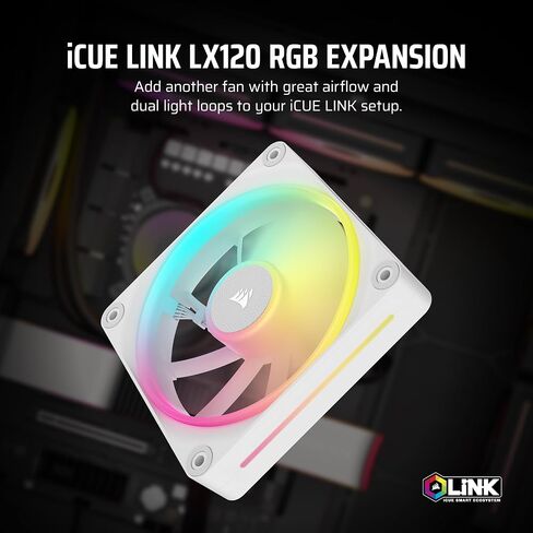 CORSAIR iCUE LINK LX120 RGB 120mm PWM Fan Single Pack – Dual Light Loops – Requires iCUE LINK System Hub (Sold Separately) – CORSAIR AirGuide Technology – Black in Saudi Arabia