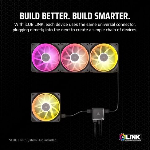 CORSAIR iCUE LINK LX120 RGB 120mm PWM Fan Single Pack – Dual Light Loops – Requires iCUE LINK System Hub (Sold Separately) – CORSAIR AirGuide Technology – Black in Saudi Arabia