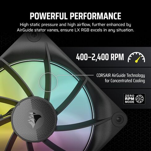 CORSAIR iCUE LINK LX120 RGB 120mm PWM Fan Single Pack – Dual Light Loops – Requires iCUE LINK System Hub (Sold Separately) – CORSAIR AirGuide Technology – Black in Saudi Arabia