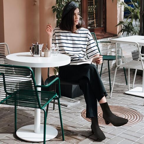 Ankle Boots for Women Dressy Comfy Knit Sock Booties Square Toe Chunky Heel Slip on Elastic Fall Booties in Kuwait