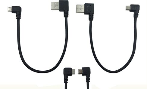 CERRXIAN 9Inch Micro USB Cable Combo Left & Right Angle Micro USB 5 Pin Male to USB 2.0 Type A Left Angle Male Data Sync and Charge Cable (Black)(2-Pack) L in Saudi Arabia