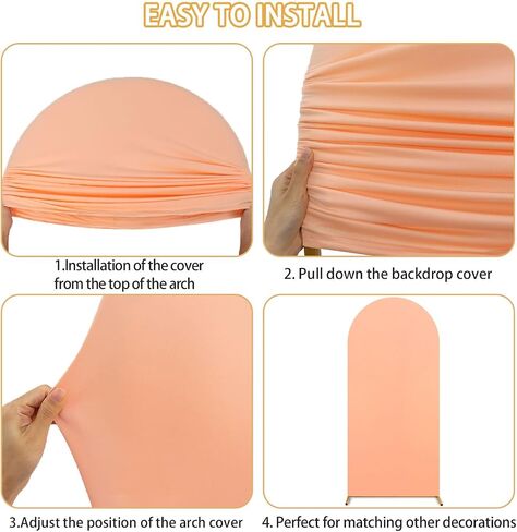FUHSY Wedding Arch Cover 6FT Spandex Arch Backdrop Cover Round Top Arch Backdrop Frame Covers 2 Sided Chiara Arches Covers Fabric Yellow Arches Cover for Arched Stand Happy Birthday Party Decor in Saudi Arabia
