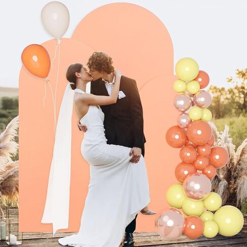 FUHSY Wedding Arch Cover 6FT Spandex Arch Backdrop Cover Round Top Arch Backdrop Frame Covers 2 Sided Chiara Arches Covers Fabric Yellow Arches Cover for Arched Stand Happy Birthday Party Decor in Saudi Arabia