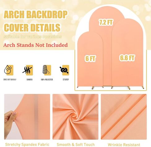 FUHSY Wedding Arch Cover 6FT Spandex Arch Backdrop Cover Round Top Arch Backdrop Frame Covers 2 Sided Chiara Arches Covers Fabric Yellow Arches Cover for Arched Stand Happy Birthday Party Decor in Saudi Arabia