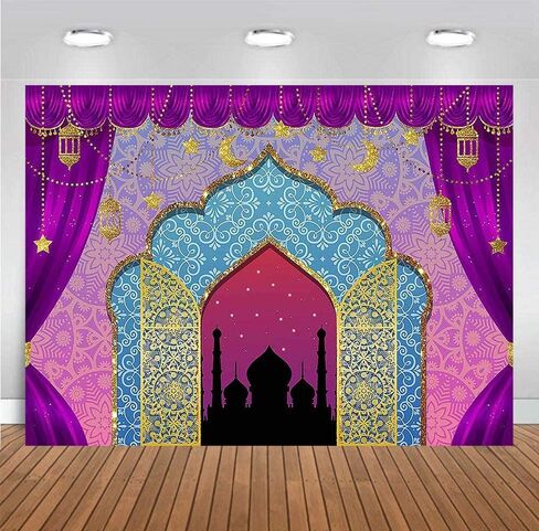 Aladdin Backdrop Photography Arabian Moroccan Nights Birthday Party Magic Genie Indian Luxurious Photo Background Princess Baby Shower Vinyl 7x5ft Photo Booth Studio Props in Saudi Arabia