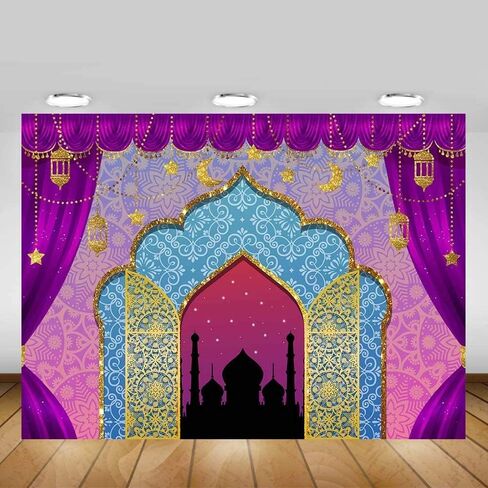 Aladdin Backdrop Photography Arabian Moroccan Nights Birthday Party Magic Genie Indian Luxurious Photo Background Princess Baby Shower Vinyl 7x5ft Photo Booth Studio Props in Saudi Arabia