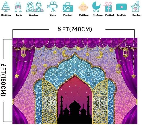Aladdin Backdrop Photography Arabian Moroccan Nights Birthday Party Magic Genie Indian Luxurious Photo Background Princess Baby Shower Vinyl 7x5ft Photo Booth Studio Props in Saudi Arabia