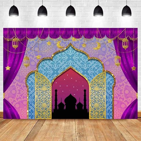 Aladdin Backdrop Photography Arabian Moroccan Nights Birthday Party Magic Genie Indian Luxurious Photo Background Princess Baby Shower Vinyl 7x5ft Photo Booth Studio Props in Saudi Arabia