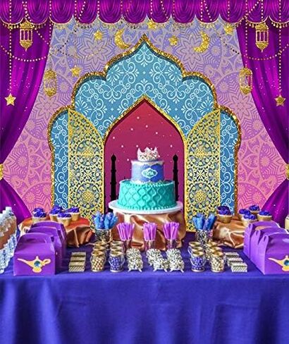 Aladdin Backdrop Photography Arabian Moroccan Nights Birthday Party Magic Genie Indian Luxurious Photo Background Princess Baby Shower Vinyl 7x5ft Photo Booth Studio Props in Saudi Arabia