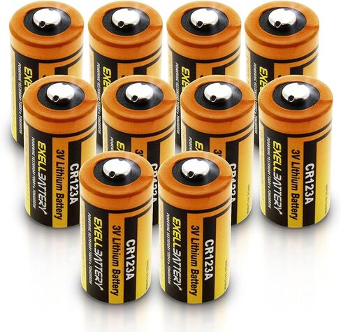 بطارية ليثيوم 10X 3.0V Exell EB-CR123A | أعلى سعة في السوق 1700 مللي أمبير| يناسب البصريات الليلية في الولايات المتحدة الأمريكية، بولسار، رؤية ليلية تحل محل EL123AP، VL123A، 123-SANYO، 5018LC، 6205، BR2/3A، CR123، CR123-2 in Kuwait