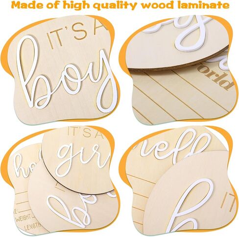 3Pcs Baby Announcement Sign 5.8 Inch Gender Reveal Wooden Sign Its A Boy Sign Its A Girl Sign Baby Name Sign for Photo Props Baby Shower Hospital Nursery in Saudi Arabia