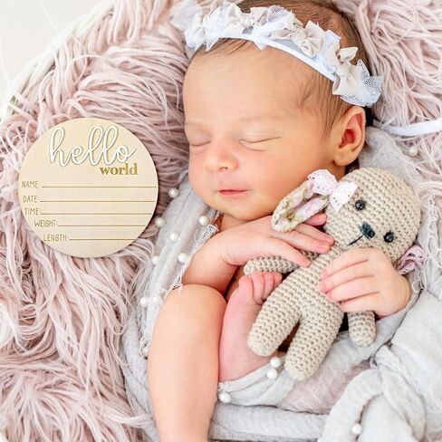 3Pcs Baby Announcement Sign 5.8 Inch Gender Reveal Wooden Sign Its A Boy Sign Its A Girl Sign Baby Name Sign for Photo Props Baby Shower Hospital Nursery in Saudi Arabia