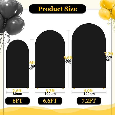 Wedding Arch Cover Set of 3 Blue, 6FT, 6.6FT, 7.2FT Round Top Chiara Backdrop Stand Covers for Birthday Graduation Baby Shower Banquet Party Decoration in Saudi Arabia